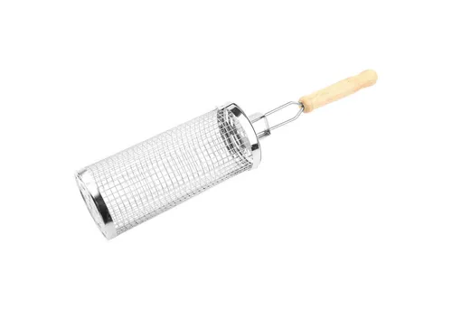 Grill-Welten Grillbesteck-Set Grill Welten Grillkorb Edelstahl BBQ Grillkorb 20 cm mit Holzgriff
