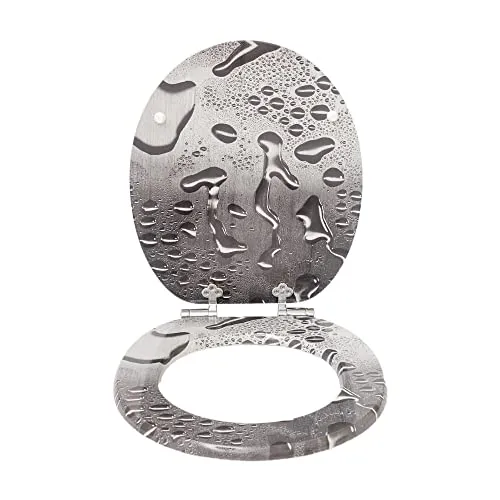 SINOBATH WC-Sitz Toilettensitz mit Absenkautomatik, MDF Holzkern, Softclose Scharnier(Waterdrops)