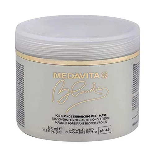 Medavita Ice Blonde Enhancing Deep Mask 500ml - Haarmasken für strahlend blondes Haar, intensiv pflegend und farbauffrischend für ein glänzendes Finish.