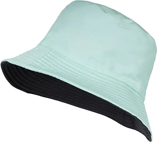 styleBREAKER Unisex Wende Fischerhut aus Baumwolle | 2 in 1 Reversible Bucket Hat Streetwear Look | Sonnenhut Anglerhut für Damen und Herren, Farbe:Türkis-Schwarz