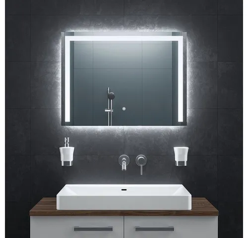 Bringer Badspiegel BRS105 mit Anti-Beschlag - Badspiegel mit integrierter Speicherfunktion und dimmbaren LEDs in drei Farbtemperaturen – ideal für jedes Badezimmer und sorgt für klare Sicht nach dem Duschen.