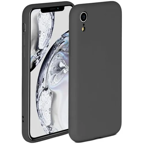ONEFLOW Soft Case für iPhone XR Hülle aus Silikon mit Kameraschutz, Silikonhülle mit erhöhtem Schutz fürs Display, Backcover Schutzhülle, weiche Handyhülle, Anthrazit