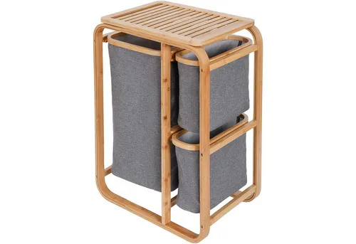 AD.CON Wäschekorb aus Bambus - Wäschekorb aus Bambus, elegantes Design für modernes Badezimmer, mit praktischen Wäschesäcken zur einfachen Sortierung und kompakten Maßen für jeden Raum.