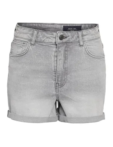 Noisy May Jeansshorts NMMONI HW DNM SHORTS AZ277LG NOOS - Stretchjeans für Damen, aus mindestens 50% Bio-Baumwolle, mit klassischem Fünf-Taschen-Design und lässigem umgeschlagenem Saum - perfekt für den Sommer!