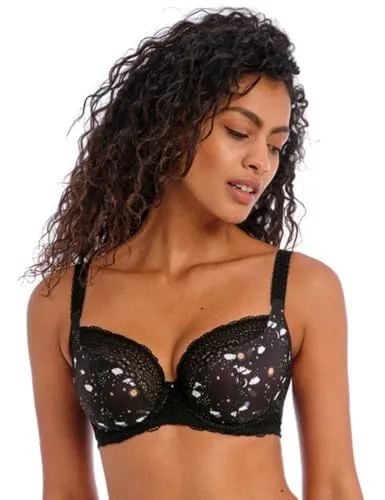 Freya Damen Bügel Rosenblüte Plunge-BH, Durchsichtig, Schwarz, 75E