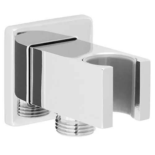 Welfenstein Wandanschlussbogen mit Brausehalterung HC7 eckig Messing verchromt