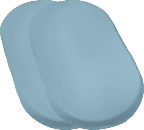 Erwin Müller Baby-Spannbettlaken Murnau 2er-Pack Single-Jersey - hellblau Größe 40x70 cm oval - hautfreundlich, atmungsaktiv, bügelfrei, strapazierstark