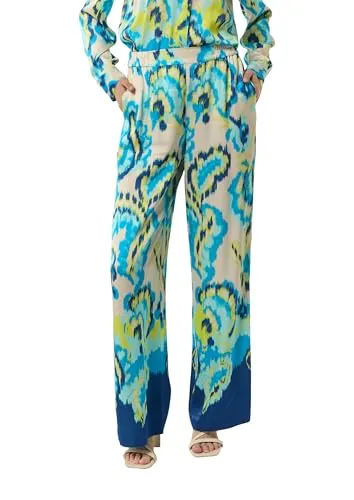 Comma Satinierte Wide-Leg-Hose aus Viskose mit Elastikbund