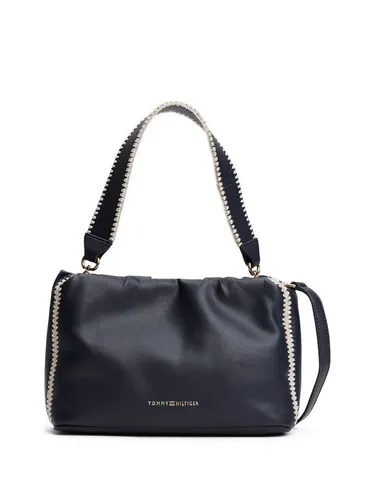 Tommy Hilfiger Damen Schultertasche Soft Summer Mini Bucket, Blau (Space Blue) - Damen-Schultertaschen mit TH-Monogramm-Emblem, kompaktem Design und sicherem Reißverschluss-Hauptfach – ideal für jeden Anlass!