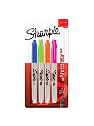 Sharpie Permanentmarker - 4er Set mit feiner Spitze, intensive Farben für lebendige Ergebnisse und vielseitige Anwendung