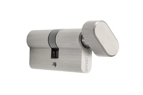 Knaufzylinder 50/40 mm | Schließzylinder mit Drehknauf und 3 Schlüsseln | Profilzylinder für Haustür und Wohnungstür | Türschloss für Sicherheit und Komfort im Alltag | Nickel Satin