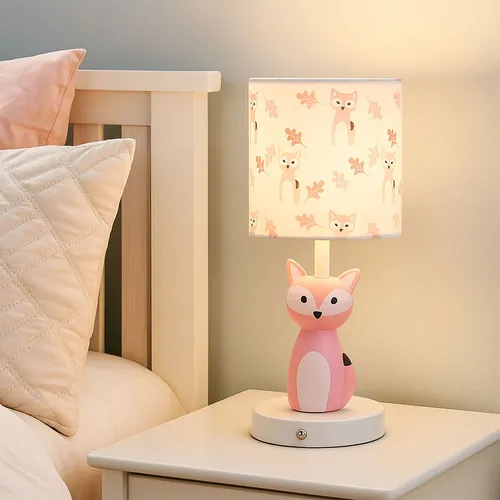 Tischlampe Fuchs pink LED mit Touchdimmer - Tischleuchte für Kinder, einzigartiges Fuchsdesign aus Keramik, stufenlos dimmbar und mit Farbwechsel-Funktion für warmes bis kaltes Licht. Ideal für Nachttische und kreative Räume.