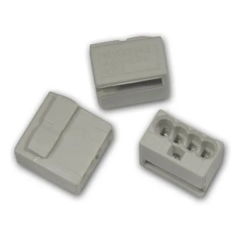 WAGO Micro-Steckklemmen 4x 0,6-0,8 mm² - grau (100 Stück) - Hochwertige WAGO Micro-Steckklemmen in hellgrau, ideal für sichere und einfache Verbindungen. Perfekt für den professionellen Einsatz im Elektrobereich.