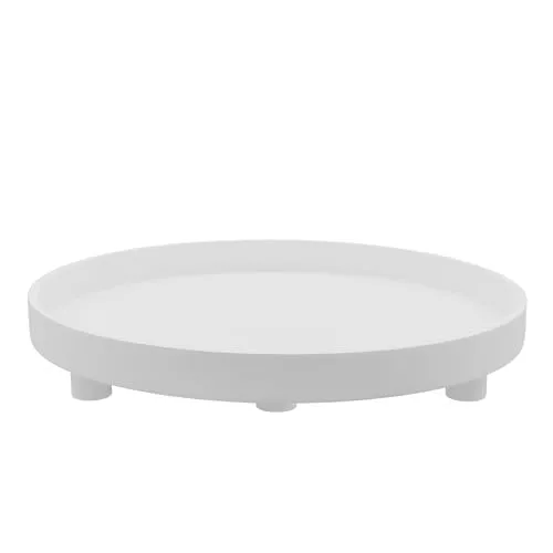 XL Dekotablett rund auf Füßen 38 x 6 cm in weiß von Spetebo