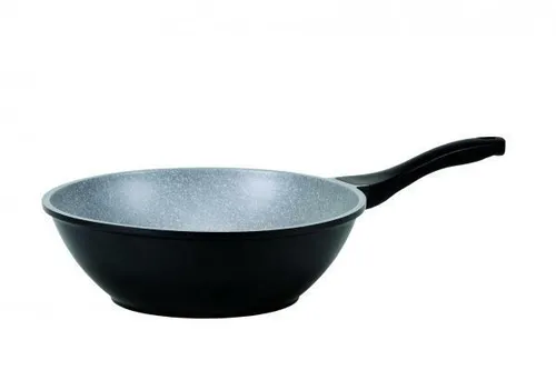 KARL KRÜGER Wokpfanne Barcelona Ø30cm Aluguss - Pfanne aus robustem Aluminium mit ergonomischem Soft-Touch-Griff, ideal für gesunde und fettarme Küche. Hochwertige Antihaft-Versiegelung für einfache Reinigung und energiesparenden Einsatz.