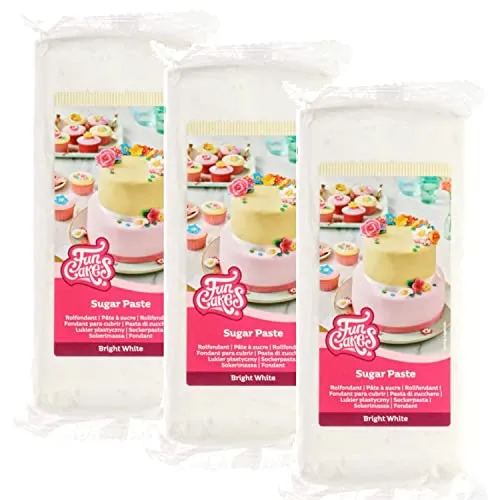 AOS Set | FunCakes Rollfondant Bright White: 3kg (3x 1kg) Einfach zu verwenden, glatt, flexibel, weich und biegsam, perfekt zum Dekorieren von Kuchen