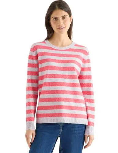 Cecil Damen Gestreifter Melange Pullover in orange von CECIL