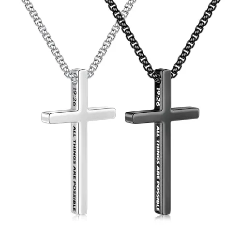 TINGN Jungs Geschenke 8,10,13,15 Jahre - Silber Kreuz Halskette Herren, Kette mit Kreuz Halskette Kreuzkette Silber Herrenschmuck Ketten für Herren Christliche Geschenke Kommunion Geschenk Junge