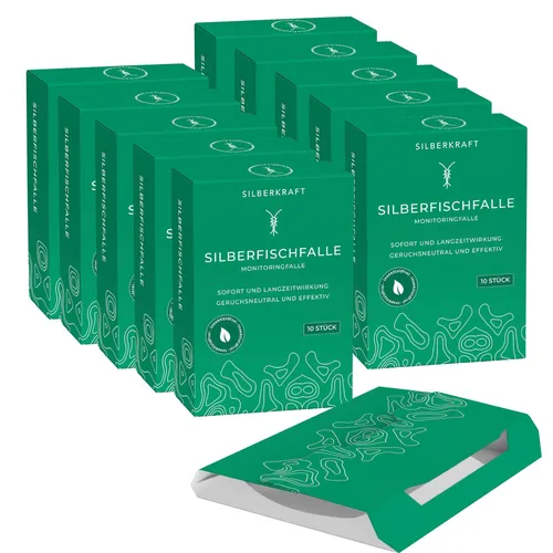 SILBERKRAFT Silberfischfallen - Effektive Schädlingsbekämpfung - Die SILBERKRAFT Silberfischfallen bieten eine zuverlässige Lösung zur Bekämpfung von Silberfischen. Mit einem speziellen Lockstoff wirken sie schnell und langfristig, ideal für Bad, Küche und mehr.