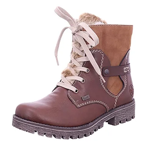 Rieker Damen 785G1 Stiefelette - Braun, 36 EU - Wanderschuhe mit warmem Futter und praktischem Reißverschluss, ideal für kalte Tage und lange Spaziergänge.