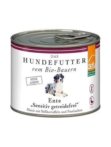 defu Hundefutter | 12 x 200 g | Bio Ente Sensitiv getreidefrei | Premium Bio Nassfutter Menü | Alleinfuttermittel für Hunde