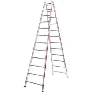 Hymer Sprossenstehleiter beidseitig 2 x 12 Sprossen AH 4,1m - Leitern - Hochwertige beidseitige Sprossenstehleiter für sicheren Zugang in Höhen bis 4,1m, ideal für Handwerker und Heimwerker.