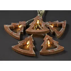 10-tlg. LED-Lichterkette mit Holzbäumen - Braun