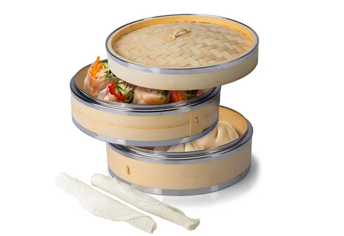 Dimono Dampfgaraufsatz Bambus-Dämpfer, 2-Etagen Reiskocher von Dimono