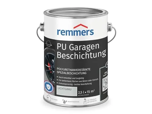 Remmers Bodenversiegelung PU Garagenbeschichtung anthrazit 2,5 Liter - Bodenbeschichtung für Garagen und Werkstätten, licht- und wetterbeständig, rutschhemmend sowie abrieb- und chemikalienbeständig.
