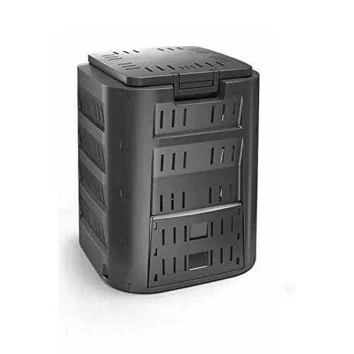 Compogreen Gartenkomposter 220 Liter mit Abdeckung und Schiebeklappe - Komposter für den Garten, 220 L Kapazität, einfach zu verwenden und ideal zur umweltfreundlichen Abfallverwertung.