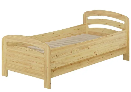 ERST-HOLZ Massivholzbett Einzelbett 90 x 200 cm Seniorenbett Extra Hoch Kiefer Massivholz, Kiefer farblos lackiert
