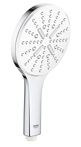 GROHE Handbrause Rainshower 130 SmartActive - Duschbrause in moon white/chrom, mit innovativer SmartActive-Technologie für ein individuelles Duscherlebnis und optimalen Wasserfluss.