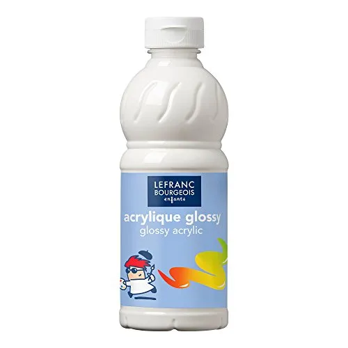 Lefranc Bourgeois 188150 Glossy Kinder - Acrylfarbe, gebrauchsfertige flüssige Acrylfarbe, glänzend und wasserfest, Ideal auf Papier, Karton, Holz, Gips, Metall, Plastik, 500ml Flasche -Glitterüberzug
