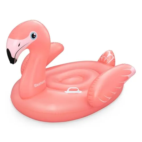Bestway Schwimmtier Flamingo, 128 x 110 x 87 cm, 1 Person, Color Shield-Beschichtung, Robuste Haltegriffe, Sicherheitsventile, Strapazierfähiges PVC, Lebendiges Design, Ab 3 Jahren