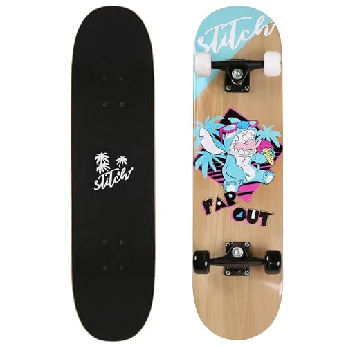 Stitch Disney Kinder-Skateboard aus Holz 79cm in schwarz von Sarcia.eu