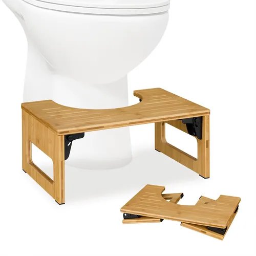 Toilettenhocker klappbar aus Bambus - Toilettenhocker, faltbar und platzsparend, aus robustem Bambus für mehr Komfort und Gesundheit beim Toilettengang.