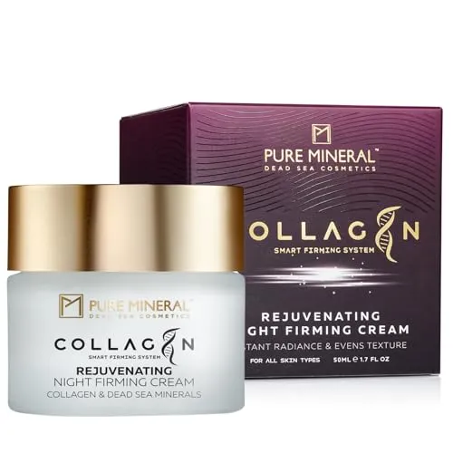 Pure Mineral - Straffende und regenerierende Nachtcreme mit Kollagen - Totes Meer Mineralien, Anti-Falten, Verjüngung - Ohne Silikone, Sulfate, Parabene - 50ml