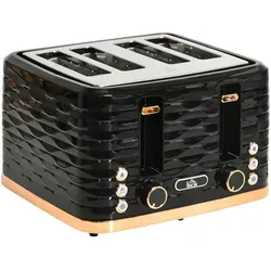 HOMCOM Toaster 4 Scheiben mit 7 Stufen - Toaster mit Auftaufunktion und Liftfunktion, ideal für gefrorene Brotscheiben und einfache Reinigung dank Krümelschublade.