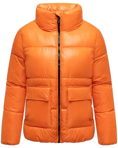 Navahoo Kurzjacke Eispracht 14 - Damen Winterjacke in Orange - Funktionsjacke, wasserabweisend und winddicht, ideal für kalte Tage, modischer Schnitt mit praktischen Taschen und elastischen Abschlüssen für perfekten Sitz.