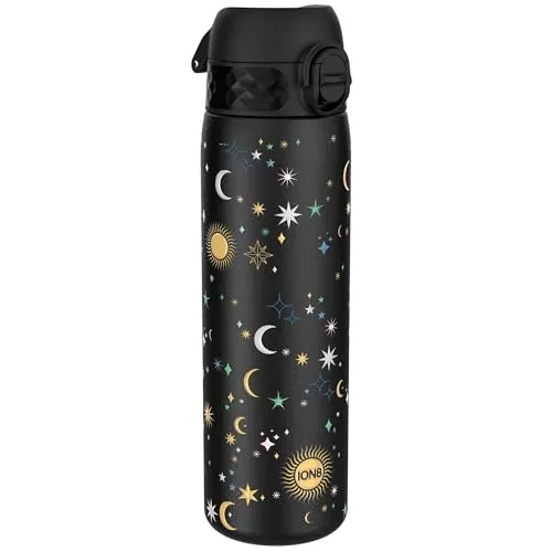 ion8 Leicht Stahl-Trinkflasche, 600 ml, Nicht IsoliertAuslaufsicher, Einhandöffnung, Sichere Verriegelung, Spülmaschinenfest, Klappdeckel, Tragegriff, Leicht zu Reinigen, Himmlisch