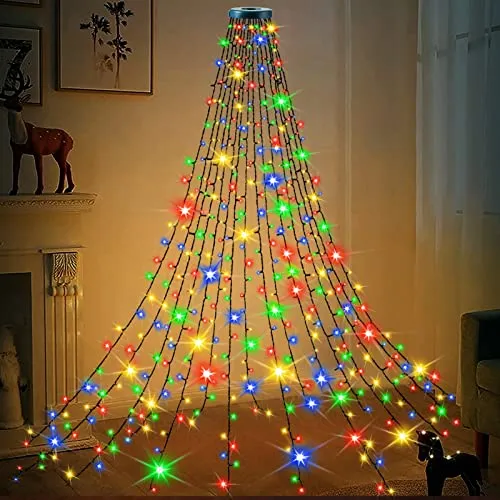 Christbaumbeleuchtung mit Ring, 400 LEDs Lichterkette Weihnachtsbaum mit 16 tränge 1.75m Tannenbaum lichterkette, Fairy Lights Christmas LED Tree für 150cm-240cm Baum Weihnachten/Party/Hochzeit,Bunt