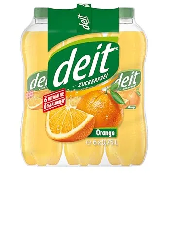 Produktbild DEIT Orange Zuckerfrei Orangenlimonade, 6 x 0,75 L PET-Flasche