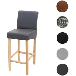 Stylischer Barhocker HWC-C33 mit Holzbeinen - Barmöbel mit MVG-Zertifizierung, höchster Sitzkomfort dank bequemer Polsterung und abgerundeten Kanten, ideal für moderne Küchen und Bars.