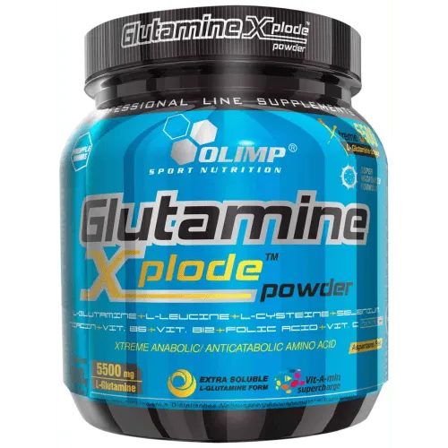 Olimp Sport Nutrition Glutamine Xplode Powder (500 g) - Zitrone - Aminosäure L-Glutamin für aktive Menschen, unterstützt den Eiweiß- und Glycogenstoffwechsel dank Vitamin B6, ideal für Sportler.