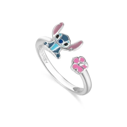 Disney Stitch Kinderring aus Silber, verstellbare Größe, Schmuck, Kein Edelstein