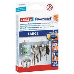Tesa Montagestreifen, Selbstklebende Streifen, Hohe Tragfähigkeit Bis Zu 2 Kg, Weiß, 10 Stück