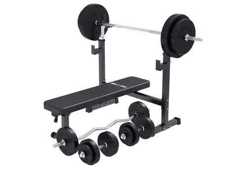 GORILLA SPORTS Hantelbank mit Ablage - Klappbar, Set mit Gewichten 40/70/100kg - Hantelbänke für Dein Fitnessstudio Zuhause – die klappbare GORILLA SPORTS Hantelbank bietet Stabilität und Funktionalität für ein effektives Workout. Inklusive Gewichte, um Deine Kraft zu steigern!