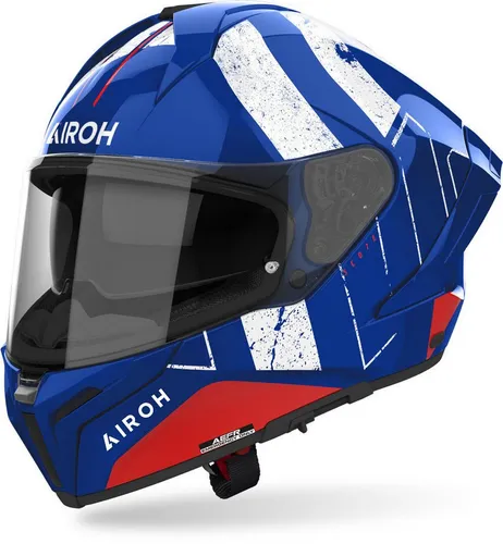 Airoh Motorradhelm Matryx Scope L (59/60) - Hochwertiger Motorradhelm in Blau/Rot/Weiß, Größe L (59/60) mit sicherem Doppel-D-Verschluss. Ideal für passionierte Fahrer, die Wert auf Stil und Sicherheit legen.