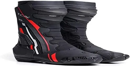 TCX S-TR1 Motorradstiefel - Schwarz-Weiß-Rot, Größe 39 für Männer - Motorradstiefel mit Groundtrax® Gummilaufsohle für optimalen Grip und Ortholite-Fußbett für beste Dämpfung und Atmungsaktivität.