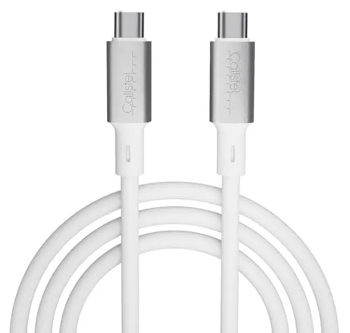 Callstel Ultraflexibles Silikon-Lade-/Datenkabel USB-C/-C, 100 W PD, 2 m, weiß